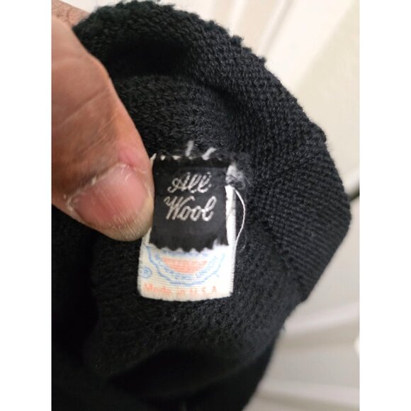 Vintage Adolfo New York Y2K 90s Black A Line 100% Wool Office Skirt With Satin T - Picture 5 of 7